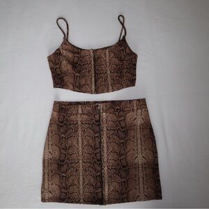 Two piece snake skin skirt set